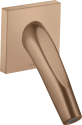 Излив для ванны Axor Starck Organic, без переключателя на душ, настенный, неповоротный, латунь, цвет: шлифованное красное золото, округлый, длина излива 16 см, встраиваемый/встроенный, для смесителя/ванны/ванной/душевой