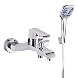 Смеситель для ванны/душа Melodia Heavy Metal однорычажный, настенный, неповоротный, керамический картридж, длина излива 179 мм, латунь, цвет хром/белый MDV35640wt