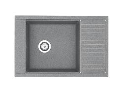 Мойка кухонная Акватон Делия 78, 78,7х21,8х51,6 см, врезная, литой мрамор, прямоугольная, цвет серый, без отверстия под смеситель, с крылом