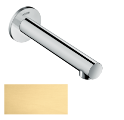 Излив для ванны Axor Uno прямой, без переключателя на душ, настенный, неповоротный, латунь, цвет: шлифованное золото, округлый, длина излива 17,5 см, встраиваемый/встроенный, для смесителя/ванны/ванной/душевой, без смесителя