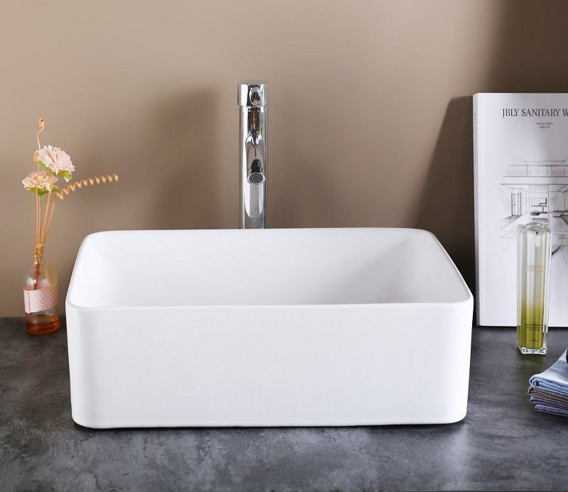 Раковина для ванной CeramaLux 9103 48х13х37 накладная, прямоугольная, керамическая/фарфоровая, цвет белый, без отверстия под смеситель, без слива-перелива