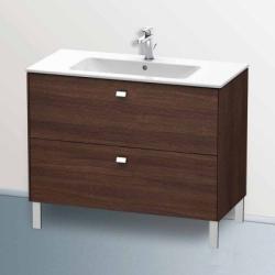 Тумба под раковину Duravit Brioso, 102х47,9х68,3 см, напольная, цвет: каштан темный/хром, 2 выдвижных ящика, ДСП, прямоугольная, левая/правая, в ванную комнату