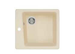 Мойка кухонная Акватон Парма 47, 47х19х51 см, врезная, литой мрамор, прямоугольная, цвет шампань, с отверстием под смеситель, слив-перелив