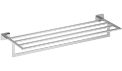 Полка Aquatek Либра с полотенцедержателем, 600х220 мм настенная, цвет хром, нержавеющая сталь, прямоугольная, подвесная, для душа/ванной
