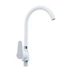 Смеситель для кухни/мойки Accoona, однорычажный, поворотный, керамический, длина излива 183 мм, цинк, цвет белый