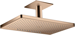 Верхний душ AXOR ShowerSolutions 460/300 3jet, с потолочным подсоединением, потолочный монтаж, прямоугольный, с 3 режимами, размер 46,6х30 см, металлический, цвет: полированное красное золото, для душа/ванной