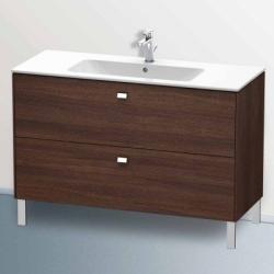 Тумба под раковину Duravit Brioso, 122х47,9х68,3 см, напольная, цвет: каштан темный/хром, 2 выдвижных ящика, ДСП, прямоугольная, левая/правая, в ванную комнату