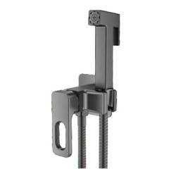 Смеситель с гигиеническим душем Raglo R51.52.09 встраиваемый, однорычажный, керамический, без излива, с гибким шлангом/лейкой, латунь, цвет графит