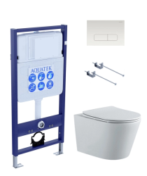 Комплект унитаза с инсталляцией Aquatek Вега (Сет) c сиденьем микролифт, с клавишей смыва (кнопкой, клавишей двойного смыва) белая, комплект крепления (KKI-0000001)