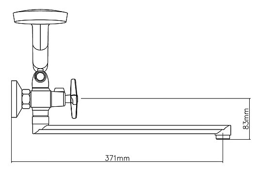 Смеситель для ванны/душа Voda Star двухвентильный, керамический, настенный, излив 350 мм, с гибким шлангом, лейкой, хром, латунь STR31