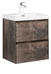 Тумба под раковину BelBagno Pietra Mini 50, 49,4х39,5х53,5 см, подвесная, 2 асимметричных выкатных ящика, МДФ, цвет: камень, шкафчик навесной, механизм доводчика, прямоугольная