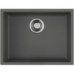 Мойка кухонная Omoikiri Tedori 54-U-PL, 42х55 см, врезная, из искусственного гранита (Tetogranit), прямоугольная, цвет платина, без отверстия под смеситель, без крыла, слив-перелив, врезная под столещницу, для кухни