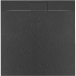 Душевой поддон Rea Bazalt 90х90 см, квадратный, искусственный камень, низкий, цвет: черный матовый, антискользящее покрытие, без бортика
