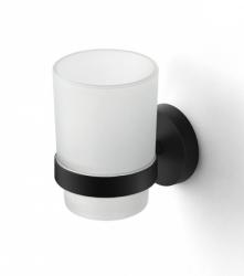 Стакан с держателем IDDIS Sena настенный, сплав металлов/стекло, округлый, для душа/ванны/зубных щеток, в ванную комнату, цвет черный матовый SENSBG1i45