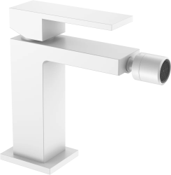 Смеситель для биде Boheme Qubic, однорычажный, неповоротный, керамический, длина излива 125 мм, латунь, цвет белый матовый