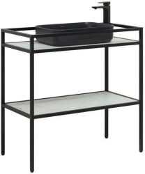 Консоль под раковину Allen Brau Liberty 90, 900х460х908 мм, напольная, цвет черный браш, металлическая, каркас под раковину, прямоугольная, с полкой