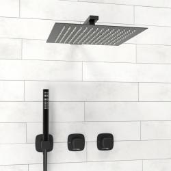 Душевая система WasserKRAFT Nuthe, встраиваемая, цвет черный матовый, комплект: однорычажный смеситель/тропический душ (с верхней лейкой)/лейка/шланг, скрытого монтажа