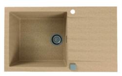 Мойка кухонная ALVEUS GRANITAL CADIT 40 BEIGE-G55 86х50х20 см, врезная/встраиваемая сверху, с крылом, искусственный гранит, прямоугольная, цвет бежевый, с отверстием под смеситель, в комплекте с сифоном 1132823