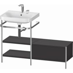 Консоль с раковиной Duravit Happy D.2 Plus c-bonded, 120х49х85 см, напольная, металл/ДСП 1 выдвижной ящик, 2 полки, левая, цвет: графит суперматовый /умывальник, цвет белый, керамика, 2 отверстия под смеситель