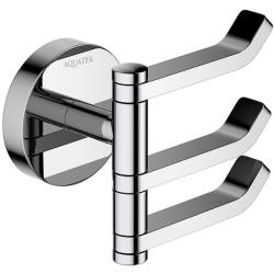 Крючок тройной Aquatek Бетта настенный, нержавеющая сталь/латунь, форма округлая, для полотенец/халатов в ванную/туалет/душевую кабину, цвет хром