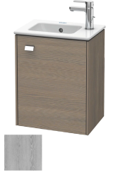 Тумба под раковину Duravit Brioso, 42х28,9х68,3 см, напольная, цвет: сосна серебристая/хром, 1 распашная дверца/одностворчатая, стеклянная полка, ДСП, прямоугольная, правая, в ванную комнату