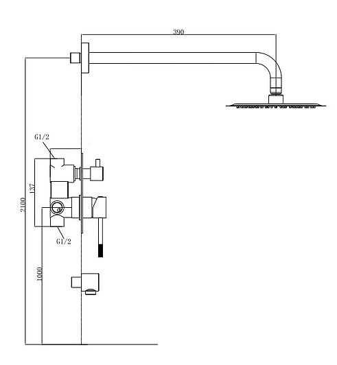 Душевая система Voda Vessel Gun Metal VSLGM Set_3in1 встраиваемая, скрытого монтажа, цвет темно-серый, комплект: однорычажный смеситель/тропический душ (с верхней лейкой)/ручной душ, скрытый монтаж