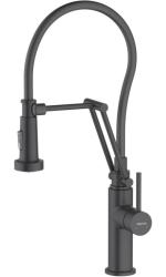 Смеситель для кухни/мойки Aquatek Европа однорычажный, гибкий/выдвижной, излив 239 мм, латунь, цвет матовый черный
