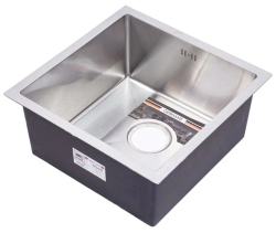 Мойка кухонная GERHANS 44х44х22 см, встраиваемая, нержавеющая сталь, прямоугольная, без отверстия под смеситель, без крыла, клапан-автомат, слив-перелив
