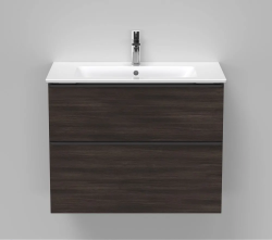 Тумба под раковину Duravit D-Neo, 81х37,2х62,5 см, подвесная, 2 выдвижных ящика, ДСП, цвет: каштан темный, шкафчик навесной, прямоугольная, правая/левая, в ванную комнату