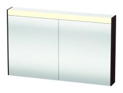 Зеркальный шкаф Duravit Brioso, 102х76х14,8 см, подвесной, цвет: каштан темный, зеркало с подсветкой LED/ЛЭД, выключатель/розетка, с 2 распашными дверцами/двухстворчатый, 2 стеклянные полки, прямоугольный