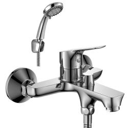 Смеситель для ванны/душа Rossinka, настенный, однорычажный, неповоротный, длина излива 173 мм, керамический, латунь, цвет хром