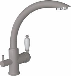 Смеситель для кухни Florentina Шале, однорычажный, поворотный, керамический, с высоким изливом, высота излива 29 см, латунь, с подключением к фильтру чистой воды, цвет грей