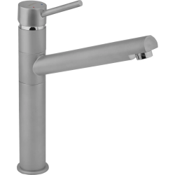 Смеситель для кухни/мойки Ukinox однорычажный, керамический, с поворотным изливом, длина 220 мм, латунь, цвет матовый хром, кухонный, хромированный, вертикальный, кран, комплект, сантехника, водопроводные, размер, характеристики, высота, расстояние