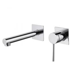 Смеситель для раковины/умывальника ABBER Emotion, настенный/скрытого монтажа, однорычажный, округлый, неповоротный, длина излива 162 мм, латунь, цвет хром Смеситель для раковины/умывальника ABBER Emotion, настенный/скрытого монтажа, однорычажный, округлый, неповоротный, длина излива 162 мм, латунь, цвет хром