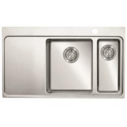 Мойка 540х860 см TopZero серия Micro, 1,5 чаши с крылом с лева, врезная, из нержавеющей стали, полированная, прямоугольная, отверстие под смеситель, слив-перелив, для кухни