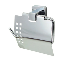 Держатель для туалетной бумаги WasserKRAFT Dill, с крышкой, настенный, цвет: хром, металлический, для туалета/ванной/ванной комнаты, бумагодержатель