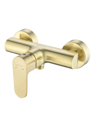 Смеситель для душа Aquatek Оберон однорычажный, настенный, латунь, керамический, без излива, без шланга и лейки, цвет шлифованное золото