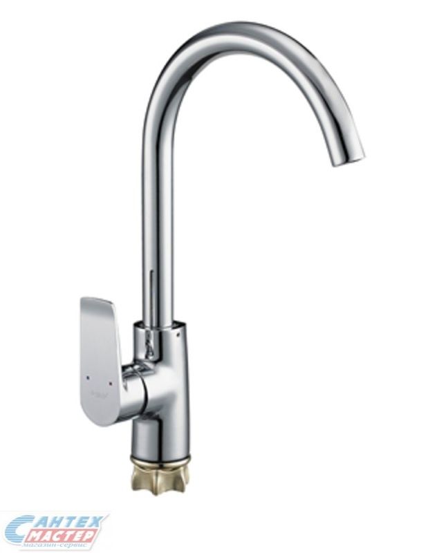Смеситель для кухни/мойки G-lauf GOB4-A134 однорычажный, поворотный, керамический, с высоким изливом, длина 171 мм, латунь, цвет хром, кухонный
