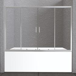 Душевая шторка на ванну BelBagno Unique, 180х140 см, прозрачное стекло/профиль хром, раздвижная, плоская/панель, правая/левая, правосторонняя/левосторонняя, универсальная
