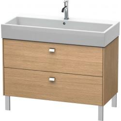 Тумба под раковину Duravit Brioso, 98,4х45,9х57 см, напольная, цвет: дуб европейский/хром, 2 выдвижных ящика, ДСП, прямоугольная, левая/правая, в ванную комнату