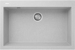 Мойка кухонная Longran Cube, 76х50х20 см, врезная, искусственный гранит, прямоугольная, цвет арена, без отверстия под смеситель, без крыла, слив-перелив, врезная в столещницу, для кухни