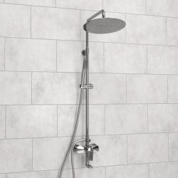 Душевая система WasserKRAFT, высота 800-1130 мм, цвет хром, комплект: однорычажный смеситель/излив/тропический душ (с верхней лейкой)/стойка/лейка/шланг, наружного монтажа