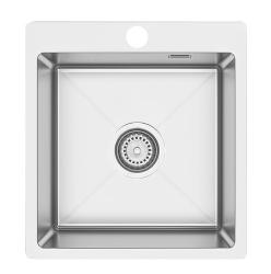 Мойка Ukinox Практика, 45х50 см, врезная, стальная, прямоугольная, цвет брашированная сталь, с отверстием под смеситель, слив-перелив, без крыла, с выпуском в комплекте