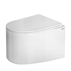 Унитаз подвесной ABBER Bequem 500х355х300 мм цвет белый, горизонтальный (прямой) выпуск, смыв торнадо, безободковый, система антивсплеск, с сиденьем микролифт, дюропласт AC1129