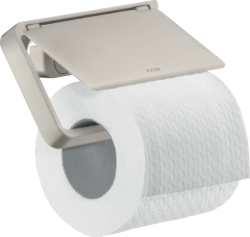 Держатель для туалетной бумаги Axor Universal Accessories, с крышкой, настенный, металлический, форма прямоугольная, для рулона туалетной бумаги, в ванную/туалет, цвет под сталь, к стене