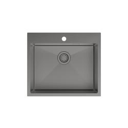 Мойка IDDIS Haze 590х510х200 мм толщина 1 мм, нержавеющая сталь, прямоугольная, цвет графит матовый, с отверстием под смеситель, слив-перелив, врезная в столещницу, для кухни HAZ59GMi77