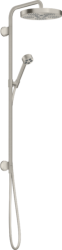 Душевой гарнитур Axor One Showerpipe 280 1jet, высота 110,8 см, комплект: верхний душ/ручной душ/настенный разъем/душевой шланг/держатель для ручного душа/душевая штанга, цвет: под сталь, скрытого монтажа, настенный, для душа/ванной