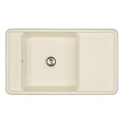 Мойка кухонная Акватон Беллис 87, 87х25х51 см, врезная, литой мрамор, прямоугольная, цвет жемчуг, без отверстия под смеситель, с крылом, реверсивная, универсальная, слив-перелив