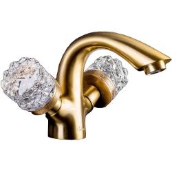 Смеситель для раковины/умывальника Boheme Crystal, двухвентильный, неповоротный, керамический, длина излива 116 мм, латунь, цвет бронза