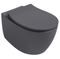 Унитаз подвесной ISVEA Sentimenti Neo, 363х510х400 мм, цвет: антрацит матовый, горизонтальный (в стену) выпуск, без сиденья, безободковый, антивсплеск, под скрытый бачок